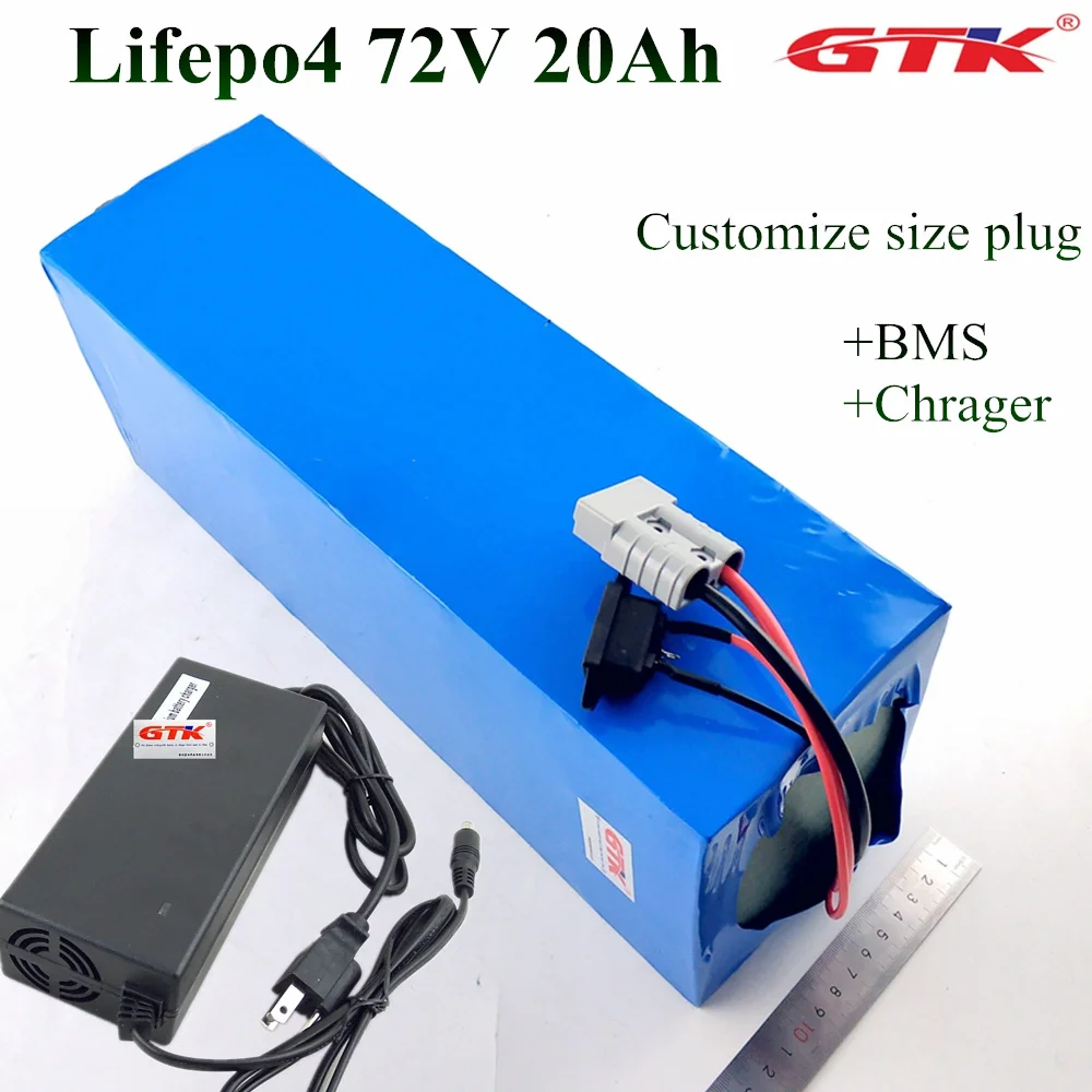 Lifepo4 72 V, фара для электровелосипеда в литиевая Батарея 24S 3,2 v 32650 72v 20AH Батарея-серые кисточки с 50Amp BMS для 3000 Вт моторный самокат+ 5A Зарядное устройство