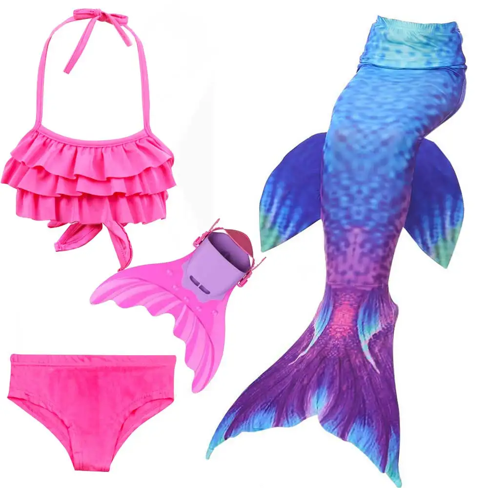 

Girls Swimsuit With Monofin Flipper Mermaid Tails costume baby bikini children's swimsuit women Holiday Party Costumes for Girl