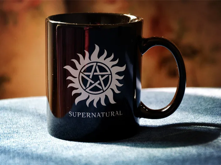 

New Quality Ceramic Coffee Mug Cup SuperNatural Pentacle Five Angel Stars---Loveful