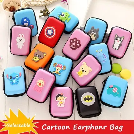 Cute Cartoon USB font b Cable b font Earphone Protector Set Earphone Bag For iPhone Samsung