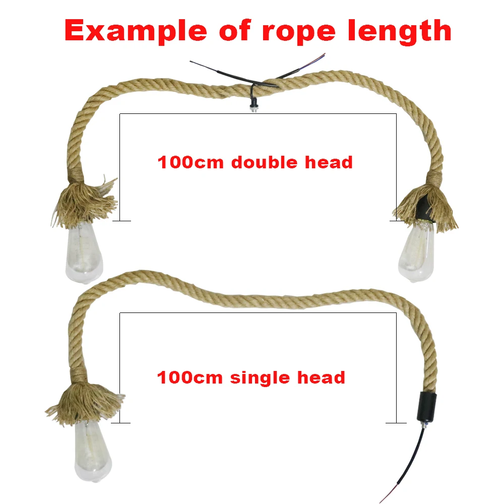  Vintage Hemp Rope Lamp E27 Loft Lighting Clothing Store Restaurant lamparas de techo colgante moder - 33045803400