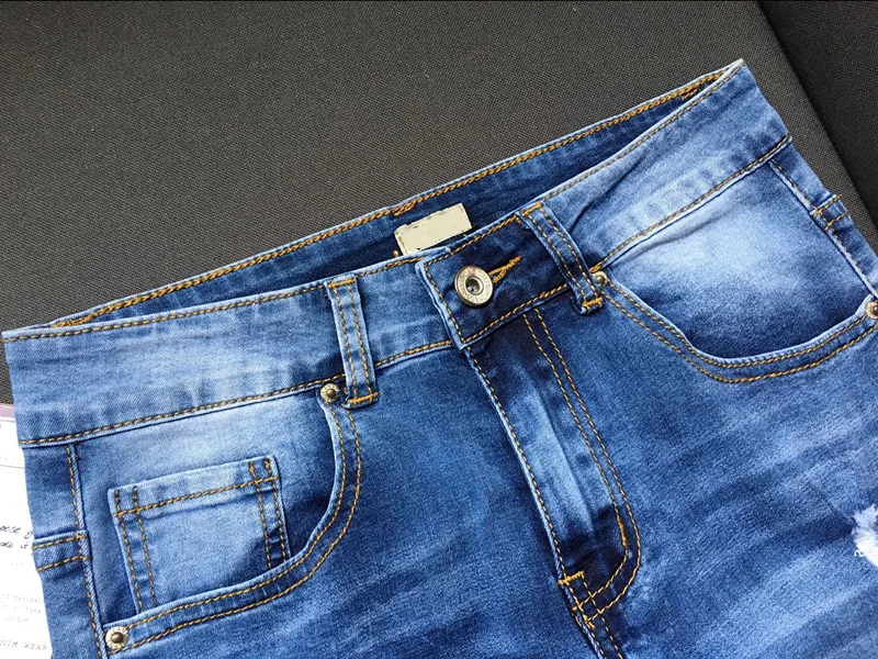 Jeans High Waist Ripped Hole Women Boyfriend Jeans Navy Blue Cotton Skinny Denim Push Up Bleached Fashion Female Jeans Femme (26)