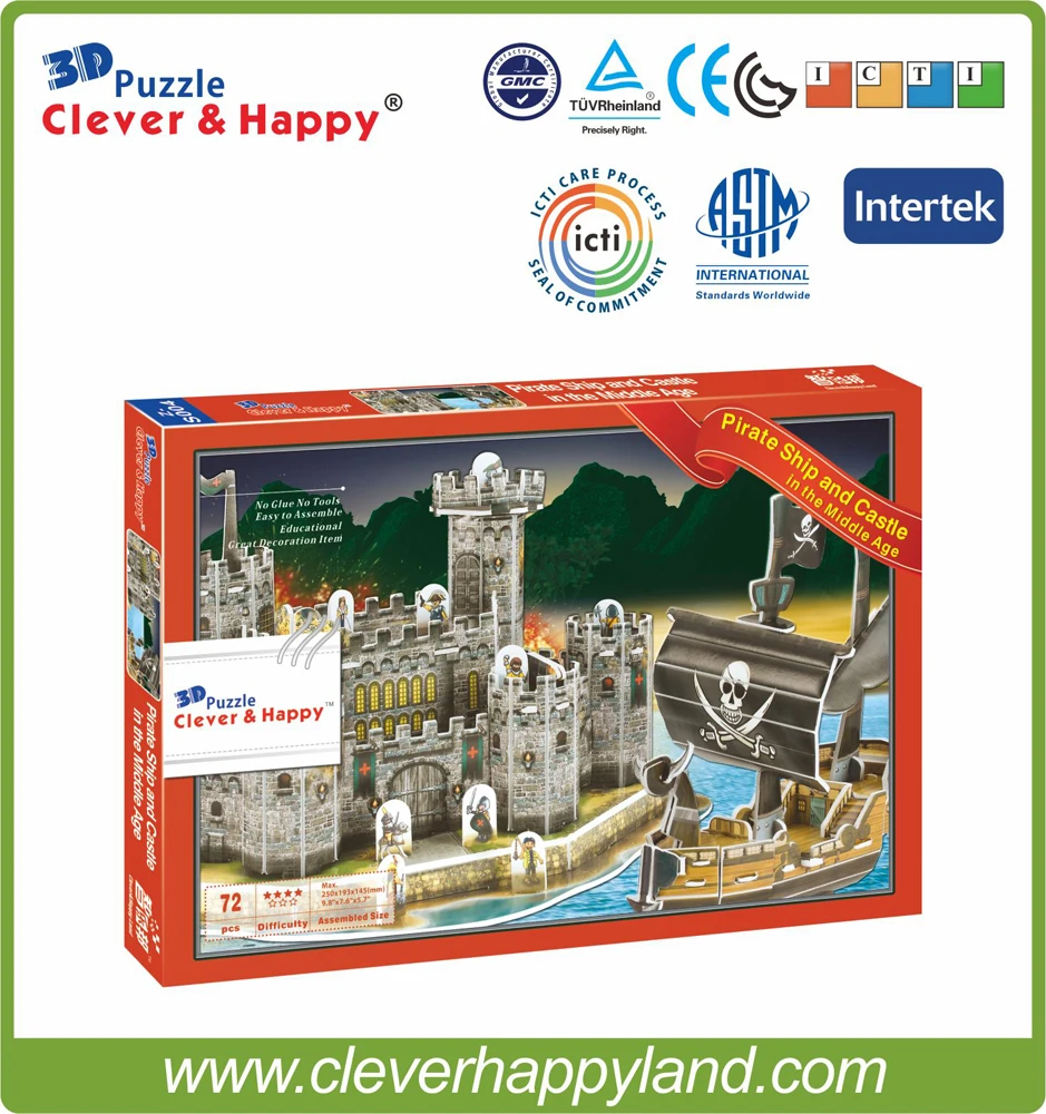 Clever& happy land 3d головоломка модель пиратского корабля и замка среднего возраста взрослые головоломки diy бумажные warsails модель для мальчика бумага