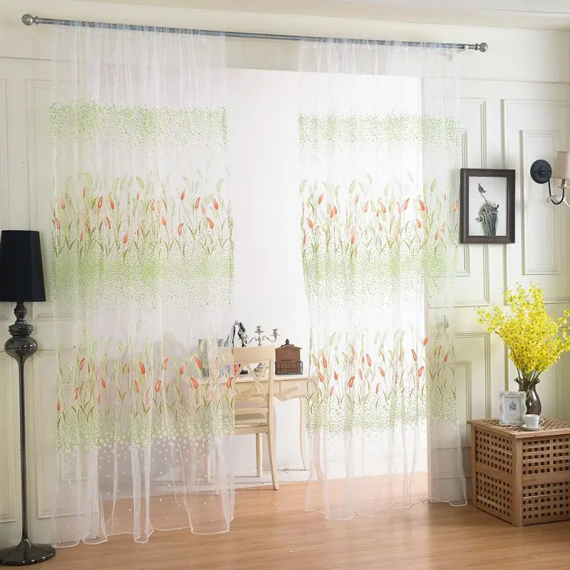 Patrón floral tulle voile puerta ventana cortina cortinas para sala de estar tulle Cortinas para sala 3 colores