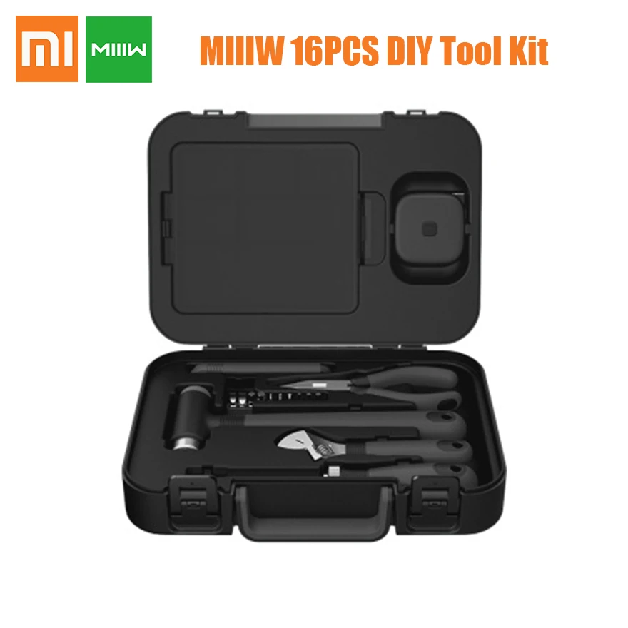 

Xiaomi MIIIW 16pcs DIY Tool Kit General Household Hand Tool Daily Use Tool Screwdriver Wrench Hammer Tape Plier Knife ToolBox