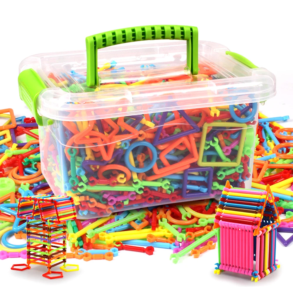 Baratos 500 Uds., DIY, bloques de inteligencia creativa, varita mágica, juego de construcción de diseño magnético, modelo de plástico y bloques de construcción
