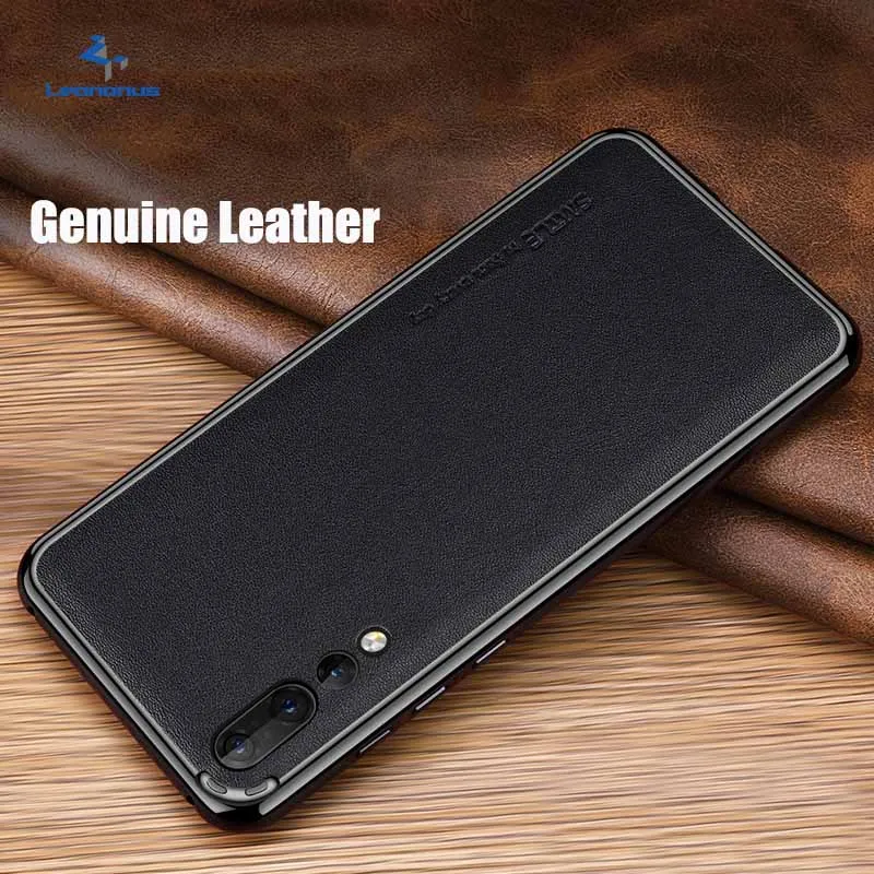 

Genuine Leather Metal Bumper Case for Huawei P20 Pro Cover Matte Litchi Grain Anti-knock Shell for Huawei P20 Pro Capa Fundas