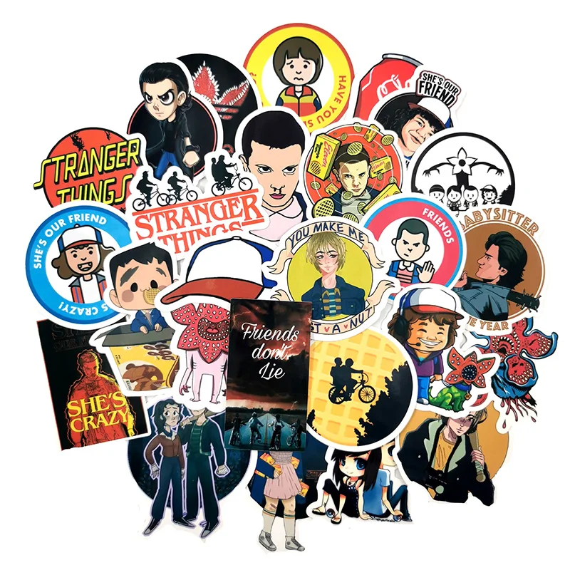 30Pcs Stranger Things Stickers Trend Marvel hero sticker Suitcase Decals On the Laptop Skateboard Stickers Pack For Kids Toys