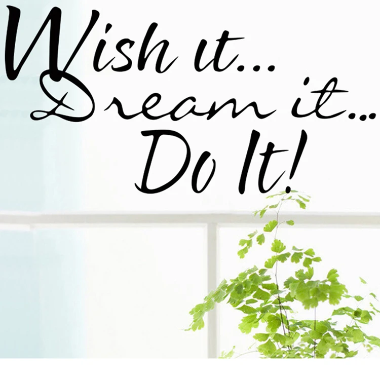 wish it. dream it. do it quote wall decals home decorative sticker