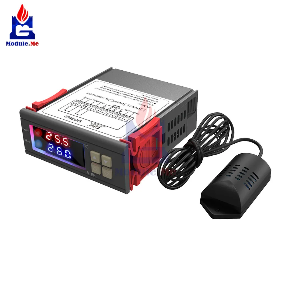 

DC 12-72V/AC 110 -230V 10A SHT2000 LED Digital Thermometer Hygrometer SHT20 Temperature Humidity Sensor Humidistat Thermostat