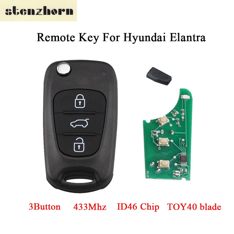 Stenzhorn 433 МГц Заменить складной дистанционного брелока для hyundai Elantra 2010 2011 2012 2013 2014