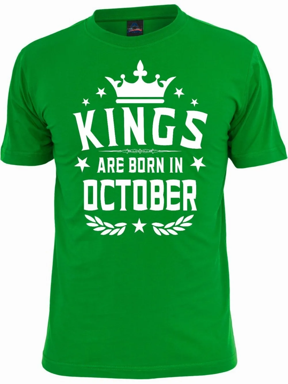Kings Are Born In October Мужская футболка подарок для Него лучший день рождения Горячая
