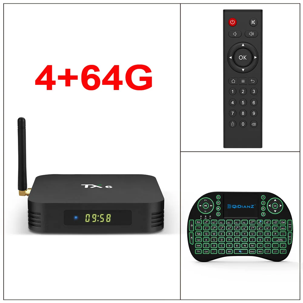 TX6 Android 9,0 Smart tv BOX Allwinner H6 четырехъядерный Поддержка 2,4G& 5G беспроводной wifi 4G 32G телеприставка медиаплеер - Цвет: 4G 64G add I8