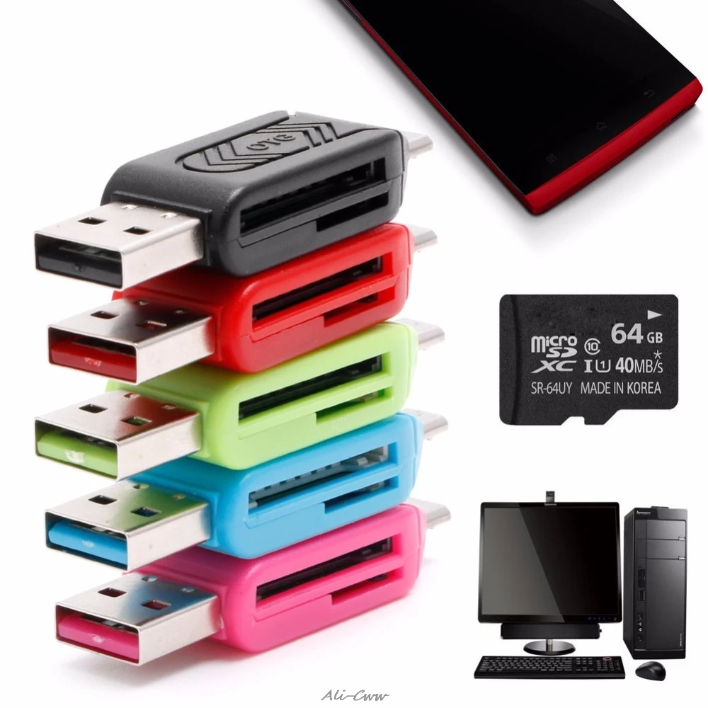 2-в-1 Micro USB 2,0 OTG TF SD SDXC устройство чтения карт памяти PC для Android-смартфон