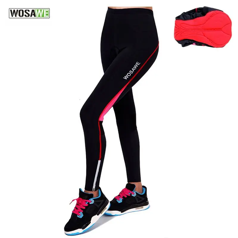baratas Wosawe comprimento andar de bicicleta de ciclismo calças para mulheres cheio sportswear collants com 3d paded bicicleta calças 2017 nova primavera outono
