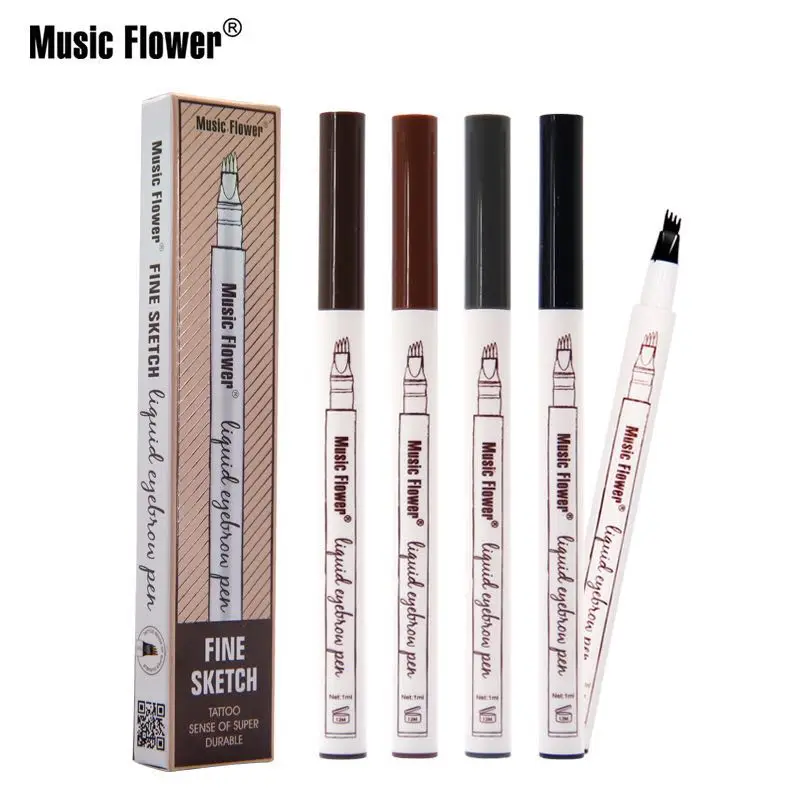 

Music Flower Patented Microblading Eyebrow Tattoo Pen Waterproof Fork Tip Eyebrow Ink Pencil 4 Heads Liquid Eye Brow Makeup