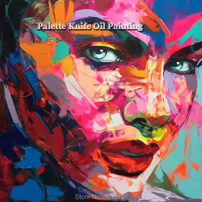 

Hand painted Francoise Nielly Palette knife portrait Face Oil painting Character figure canva wall Art picture15-18