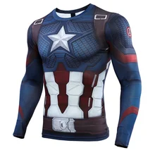 Капитан Америка 3D печатных футболки для мужчин Мстители 4 Endgame компрессионная рубашка косплей костюм с длинным рукавом Топы для мужчин Ткань