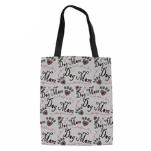 Бесшумная Дизайнерская Женская Повседневная многоразовая сумка для покупок Летняя Пляжная Сумочка с собачьей костью принт лапа Холщовая Сумка для спасенная собака