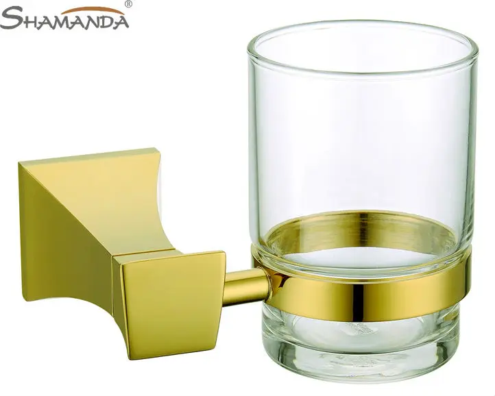 

Free Shipping-solid Titanium Gold Finish Single Cup Holder,toothbrush Holder Bathroom Accessories Products-wholesale-67003