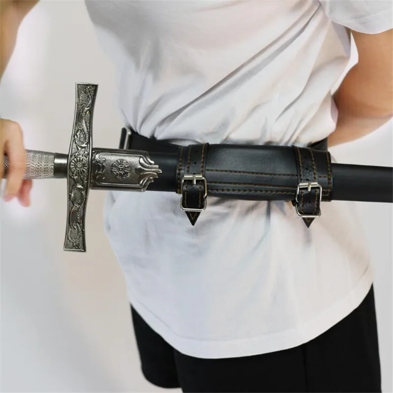 Hot New Middle Ages Leather Sword Belt Scabbard Cosplay Costumes Props Viking Combat Knight Belt Cartoon Anime Halloween Vintage