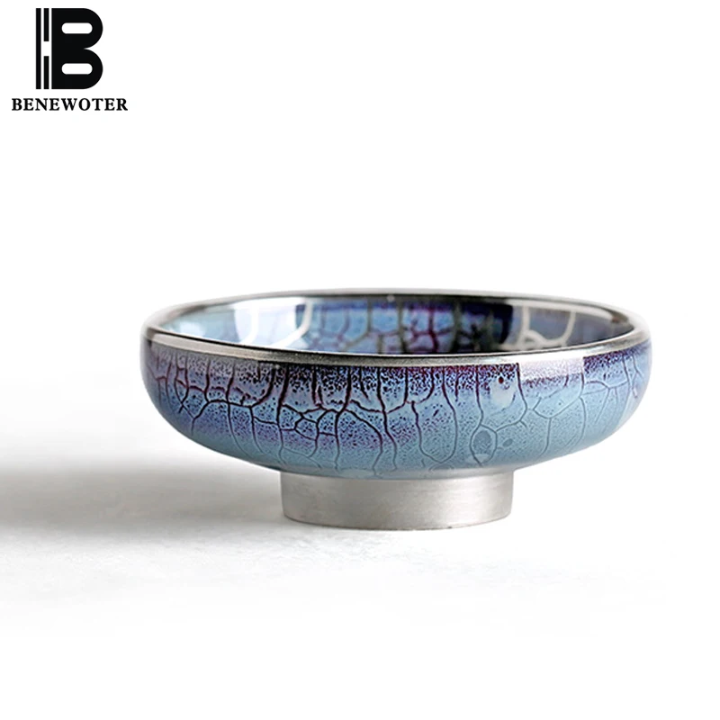 

50ml Handmade Pottery and Porcelain Glaze Kiln Silver Health Teacup Kung Fu Tea Set for Sake Wine Black Tea Coffee Cup Drinkware