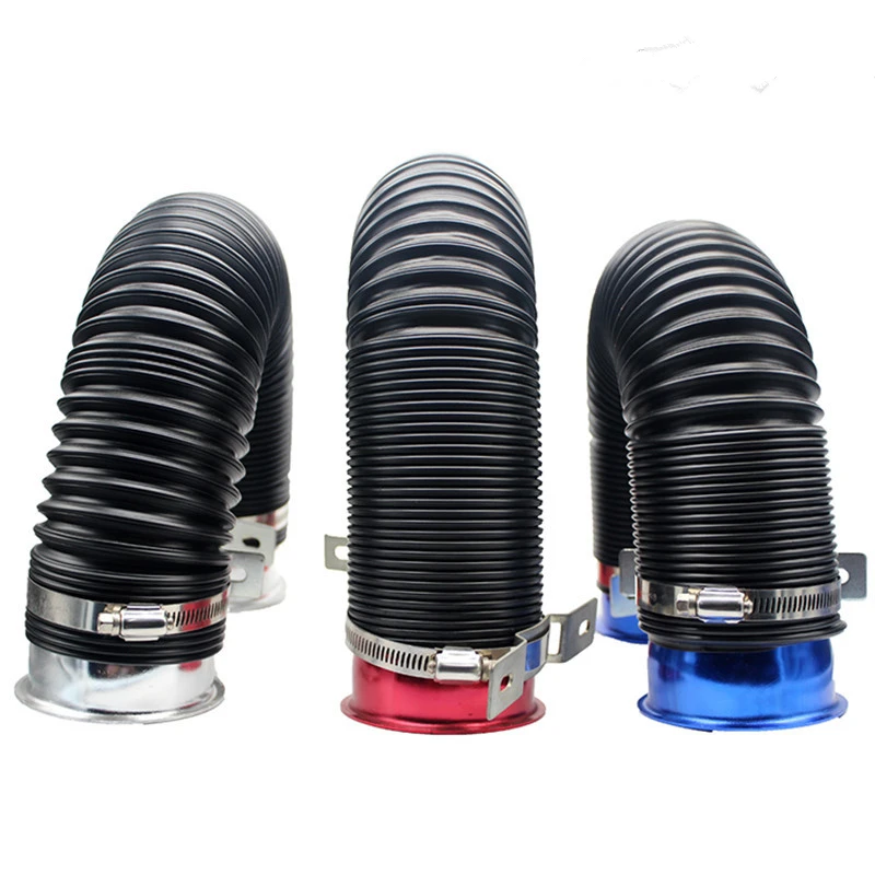 Car Practical Blue Flexible Scalable 75mm 3" Vehicles Air Intake Tube