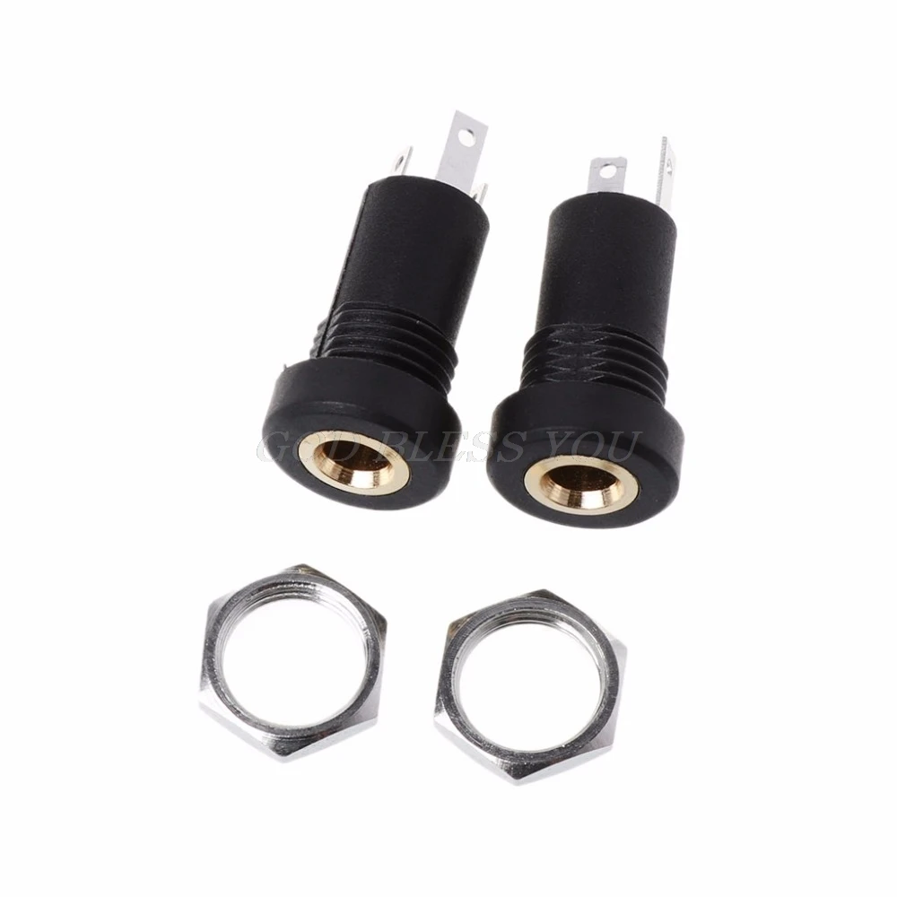 Permalink to 2PCS 3.5MM Audio Jack Socket 3 Pole Black Stereo Solder Panel Mount Gold With Nuts Connector Drop Shipping