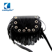 2016 new perforated decorative tassels women bag small women messenger bags free shipping