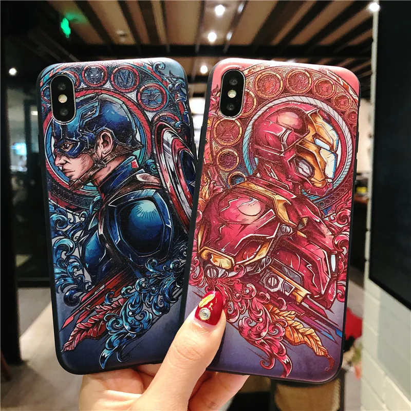 

Marvel for iphone XS MAX XR Cases iron Man Phone Case soft TPU silicone for iPhone 5 5S SE 6 6S 7 8 X Plus Case 6Plus 7Plus