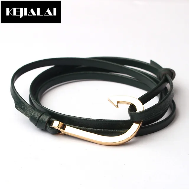 10pcs Fashion Men Hook Bracelet Gold Plated Fishing Anchor 10pcs Fashion Men Hook Bracelet Gold Plated Fishing Anchor Charm Multilayer Leather Bangle Punk