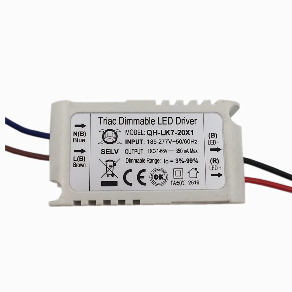 

2 Pcs Isolation 20W AC185-277V Dimmable LED Driver 7-20x1W 300mA 3%-99% DC21-66V ConstantCurrent For Ceiling Lamp Free Shipping
