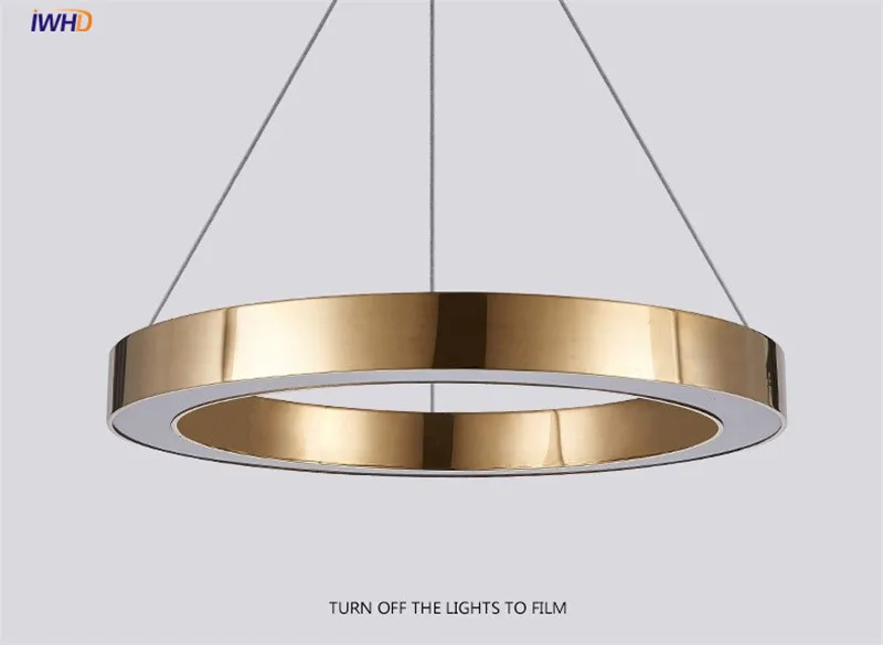 Золотой Модный современный светодиодный подвесной светильник в форме кольца, акриловый подвесной светильник для столовой, домашнее освещение в помещении