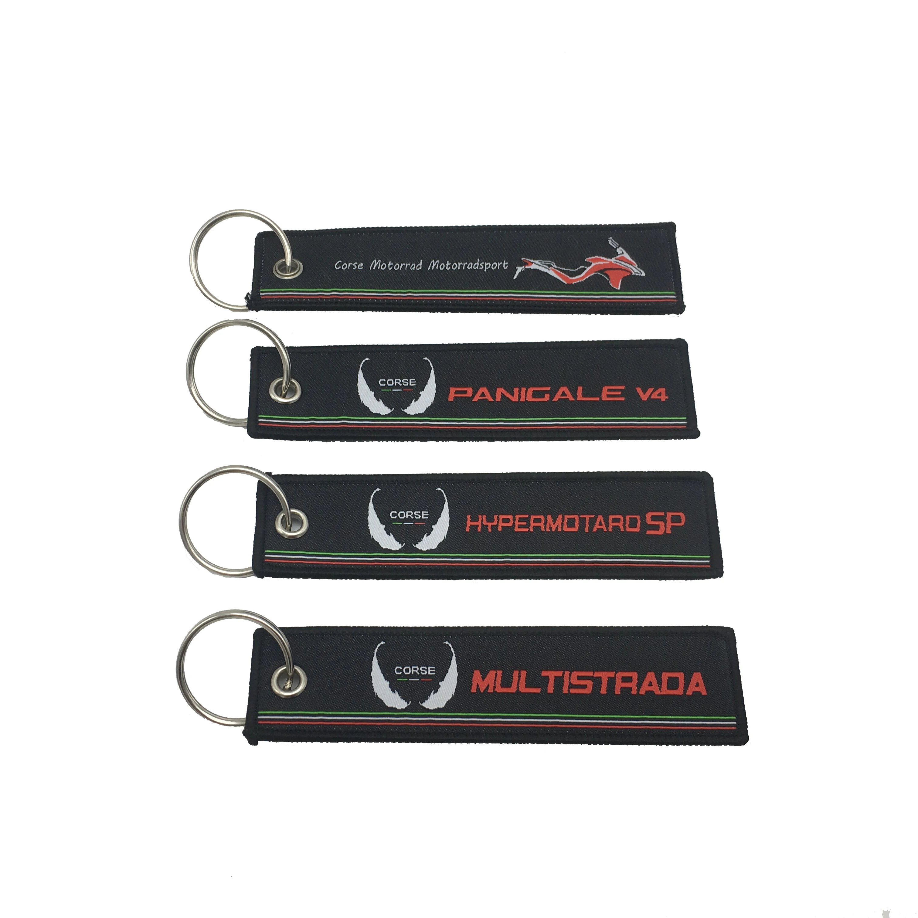

For Ducati Panigale V4 Hypermotaro SP Multistrada Motorcycle Key Chain Woven Key Ring Tag Label Chain Black Car Keychain Motor