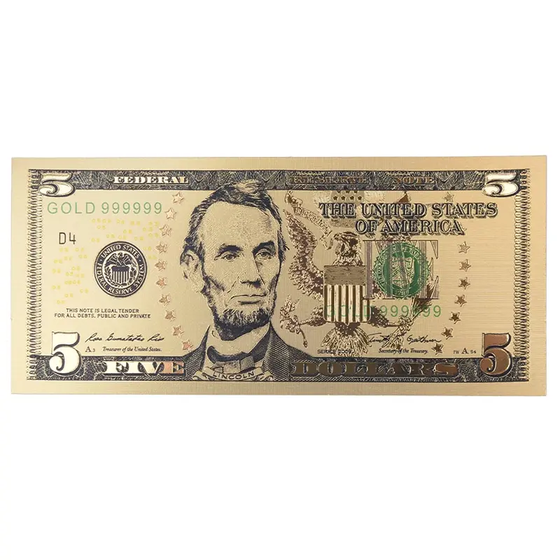 7 шт./компл. все долларовые банкноты сбор бумажных денег для украшения дома подарок золото Фольга банкнот Америка Поддельные Банкноты