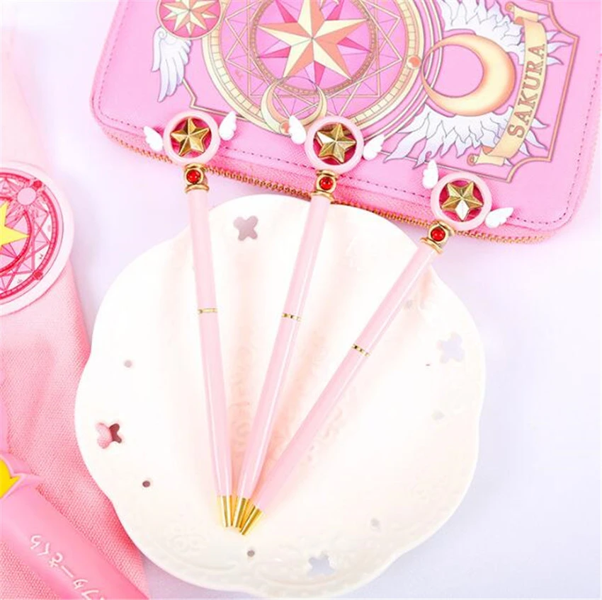 Pen Star Sakura Card Pink Ballpoint Wing Magic Stationery Captor Anime Pen Star Sakura Card Pink Ballpoint Wing Magic Stationery Captor Anime