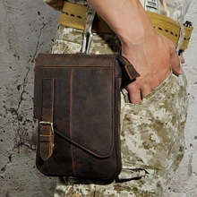 Мужская сумка Crazy Horse из воловьей кожи на крючках, поясная сумка, кошелек из натуральной кожи, винтажная мужская сумка-мессенджер через плечо, поясные сумки на плечо