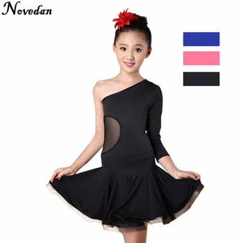 

Sexy Unequal Girls Salsa Dress Latin Dance Dress Dance Costume Kids Child Black Cha Cha Ballroom Tango Dress For Tango