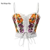 Haut court brodé de fleurs pour femmes hauts Bandage court, dos nu, vêtements d'été, collection 2017 ► Photo 1/6