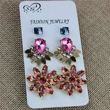 Новые модные Великолепные женские украшения для девочек на день рождения красивый костюм с голубыми ушками для ногтей розовые цветочные серьги агент