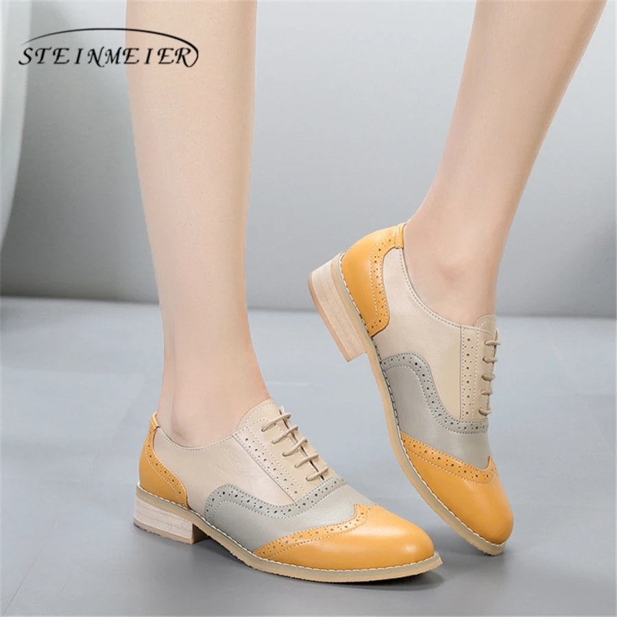 Women oxford Spring shoes genuine leather loafers for woman sneakers female oxfords ladies single shoes strap summer