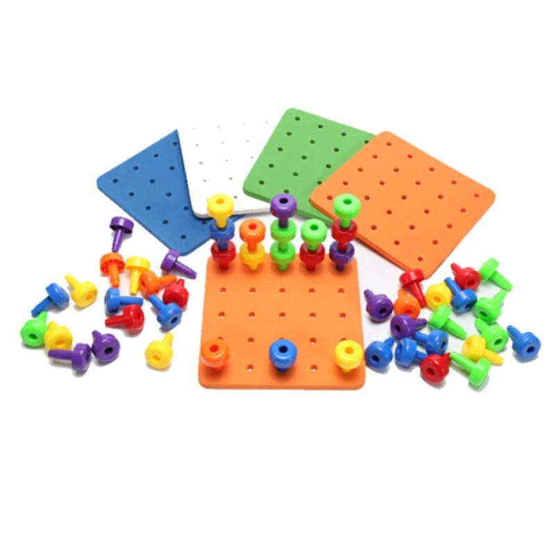 2018 Детские игрушки Монтессори детская головоломка колышек доска грибные гвозди детские развивающие Пазлы игрушки подарки
