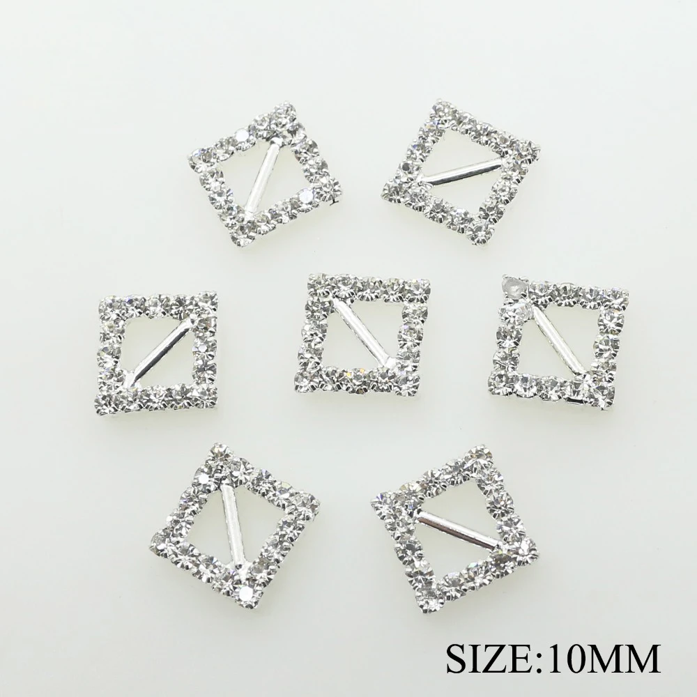 10mm Square Rhinestone Buckles Crystal Hooks For Dresses Wedding
