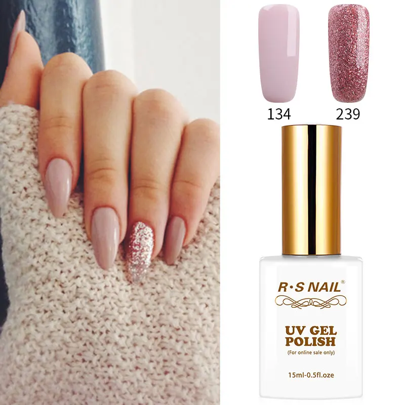 

RS Nail 134+239 UV LED Glitter Gel Nail Polish Set Sequined Gel Varnishes French Manicure Soak Off Gel lacquer 15ml