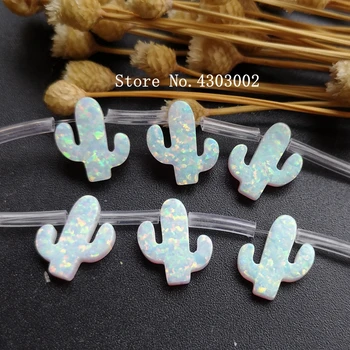 

20pcs/lot op17 snow white Synthetic Cactus Opal Stone Synthetic Cactus Tree Fire Opal for DIY Jewelry