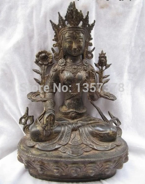 

shitou 001104 Tibet Fane Temple Pure Old bronze White Tara Kwan-Yin Bodhisattva Buddha statue
