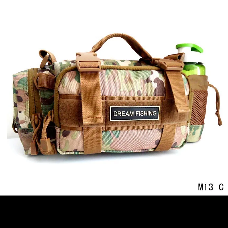 Multifunctional Fishing Bag 35*13*16 cm Fishing Lure Bag Polyester Waist Shoulder Bag Fishing Lure Reel Tackle Bags B288