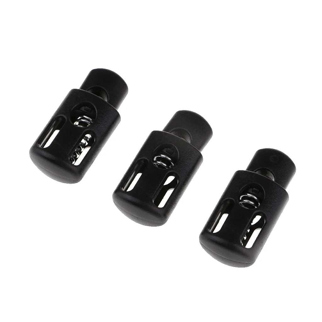 fityle 50 Pieces Black Plastic Single Hole String Cord Locks for