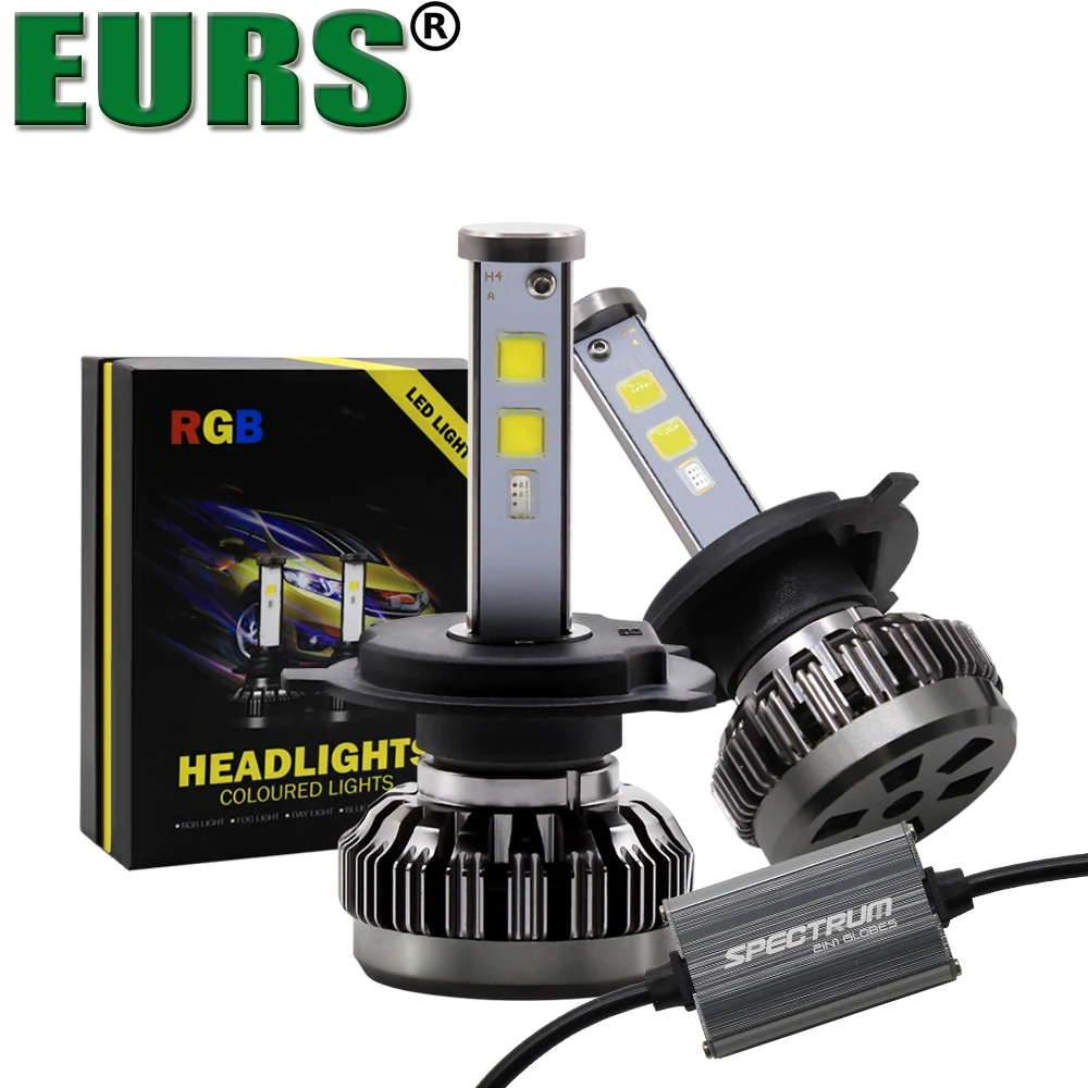 

EURS(TM) H4 H7 LED Bulbs RGB LED headlight APP Bluetooth Control H1 H3 H8 H11 HB3 HB4 Car LED Light Headlamp colorful headlight