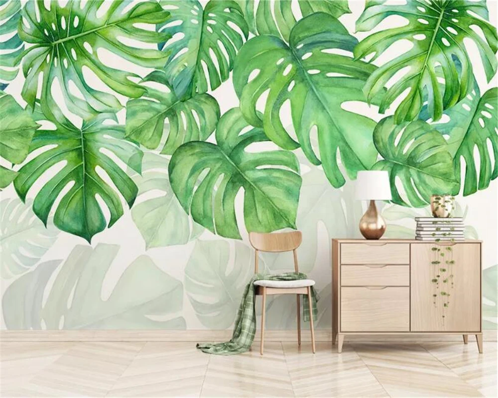 

Beibehang Custom 3D Mural Wallpaper Tropical plant green leaves Photo Murals Living Room Restaurant Cafe Backdrop 3d wallpaper